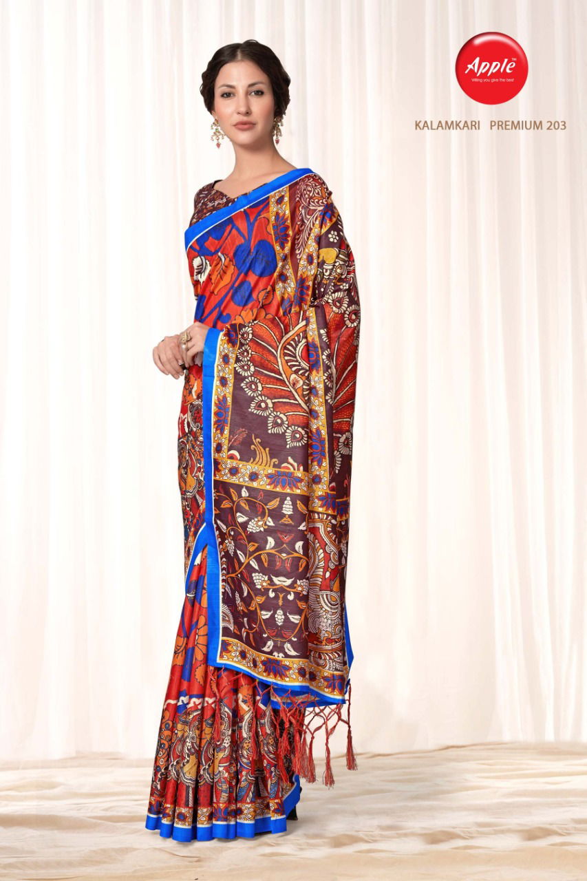 Apple Kalamkari Premium 2 Latest Fancy Designer Regular Casual Wear Printed Saree Collection

