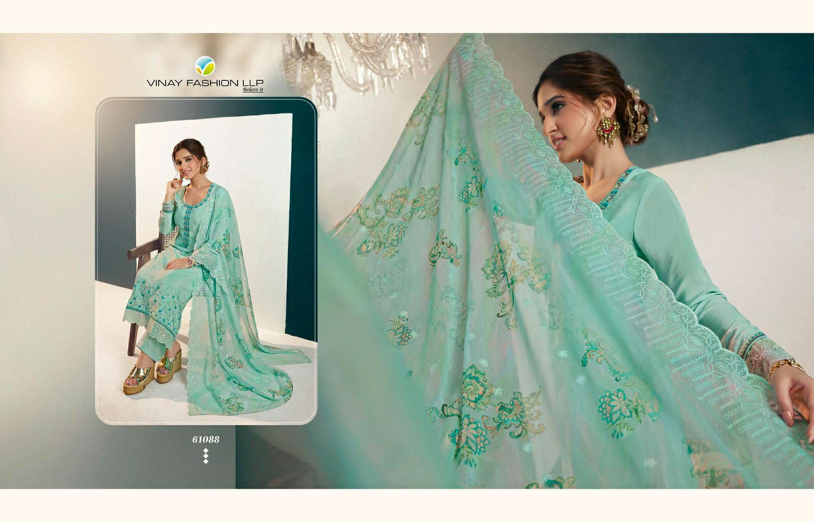 Sikina Royal Crepe 40 By Vinay Fashion Dn 61081 To 61088 Series Surat Dress material Wholesale Market