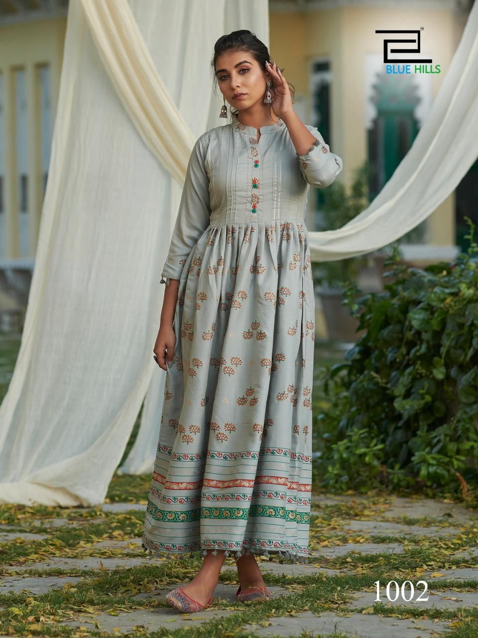 Blue Hills Pom Pom 1 Long Fancy Ethnic Wear Long Anarkali Kurti Collection