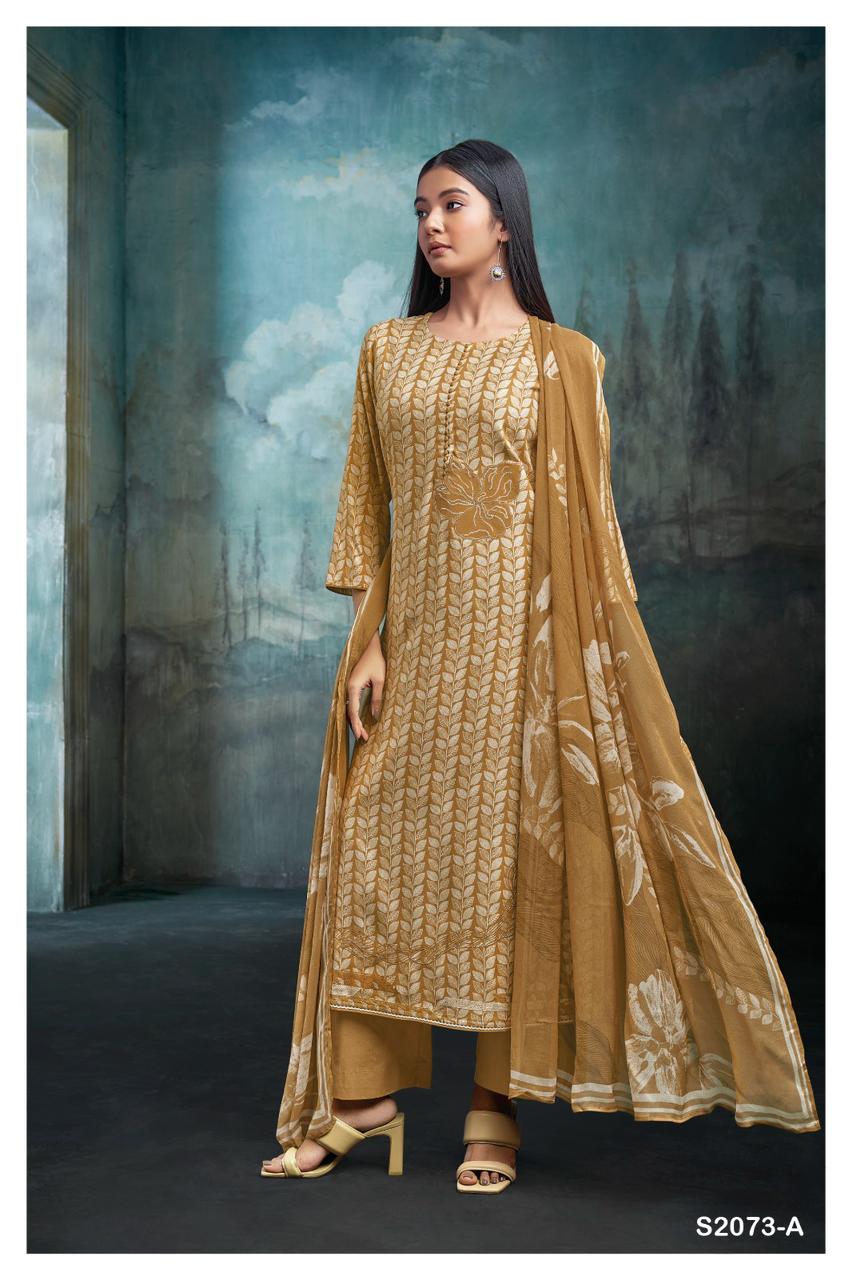 Skylar 2073 By Ganga Pashmina Kurti Bottom Dupatta Dress Material Catalog 