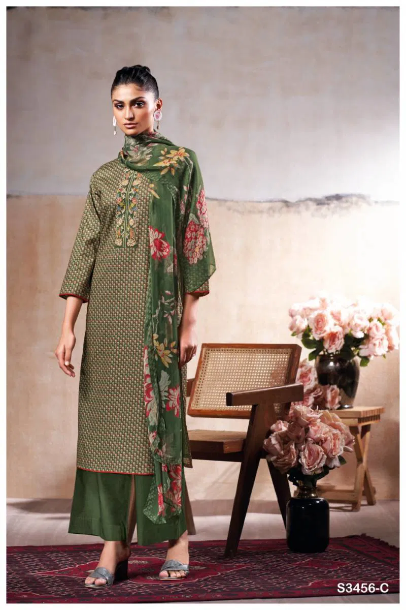 Maheen By Ganga Cotton Printed Embroidered Salwar Suit Exporters In India