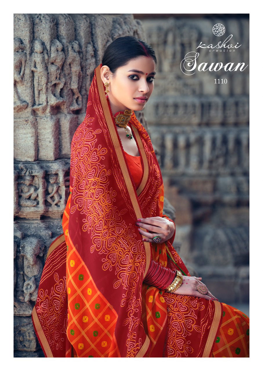 Kashvi Sawan Silk Casual Wear Printed Designer Saree Collection
