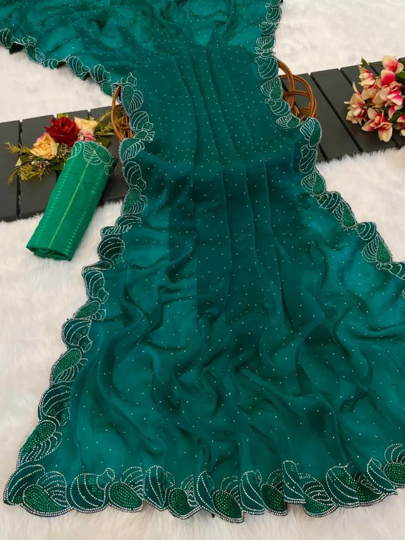 Mahek 180 Sirvoski Worked Frendy Tone To Tone Saree Wholesale Clothing Suppliers In India