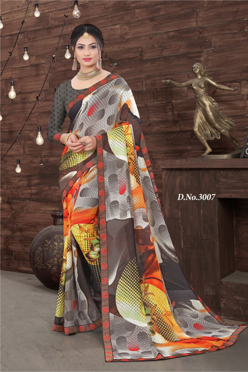 Haytee Everyday Latest Daily Wear Fancy Printed Bordered Saree Collection
