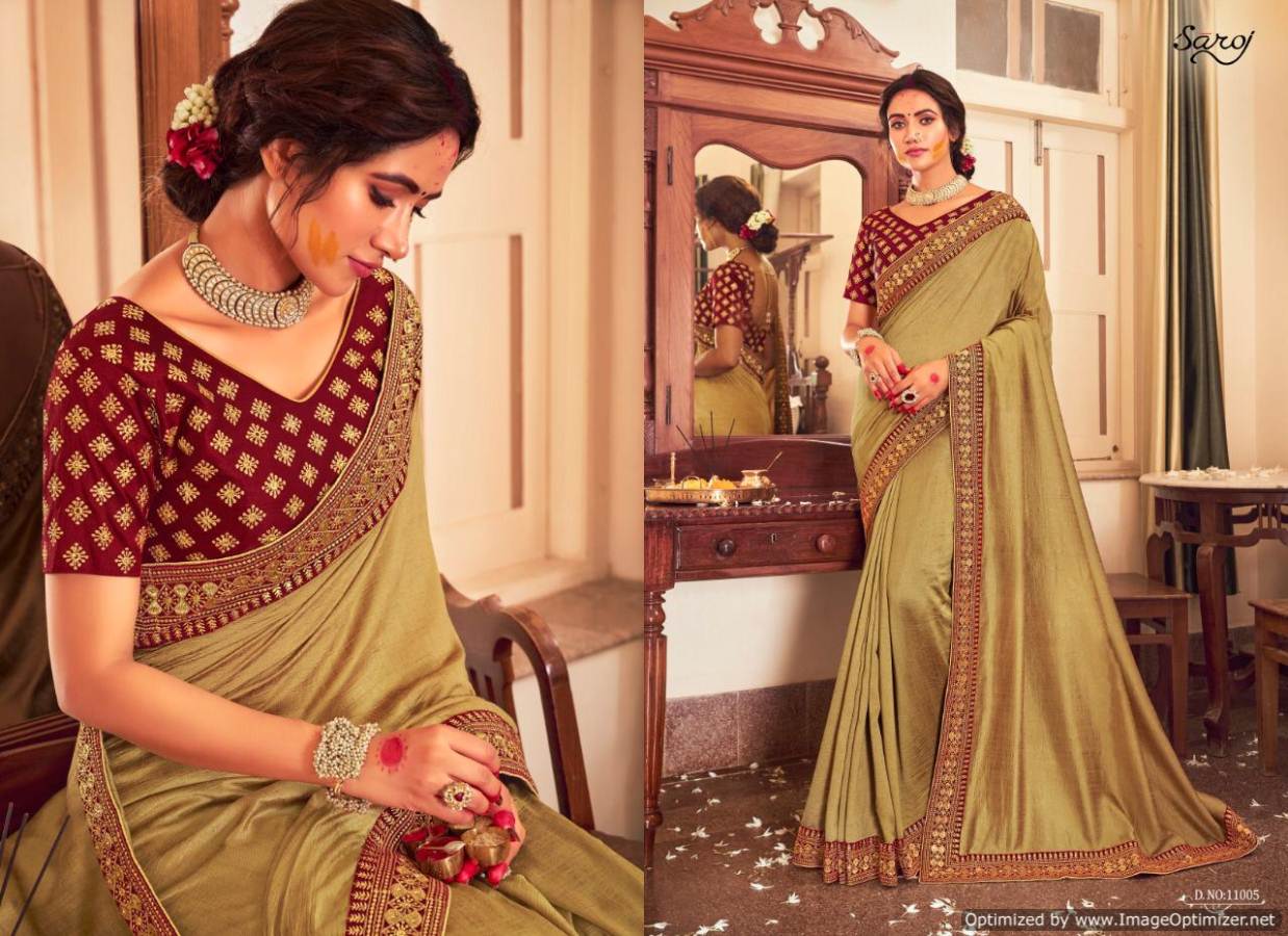 Saroj Afreen Exclusive Designer Vichitra Silk Festive Wear Saree Collection