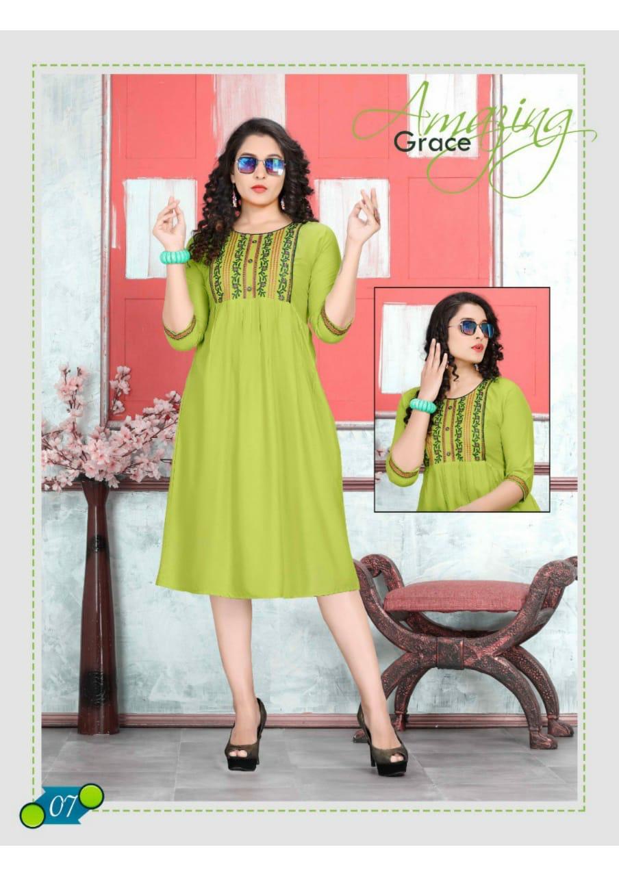 Trendy Orange Latest Fancy Designer Ethnic Wear Heavy Rayon Kurti Collection
