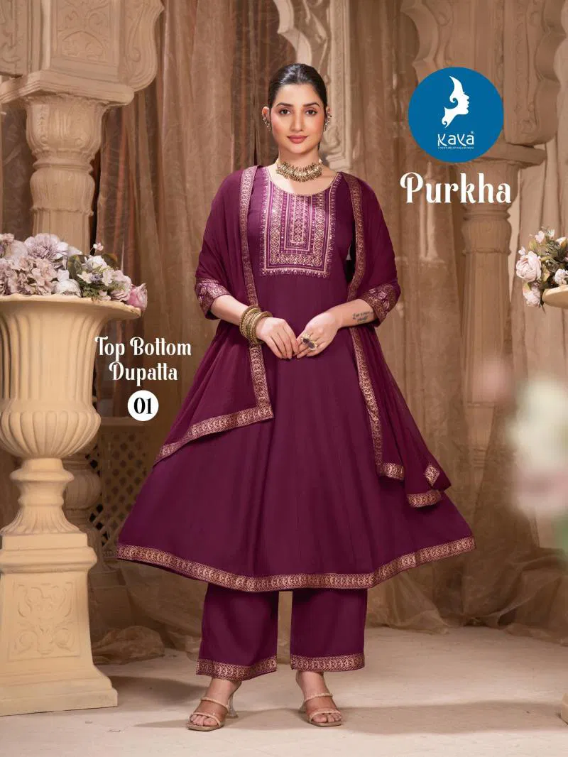 Purkha By Kaya Rayon Kurti Pant With Dupatta Wholesalers In Delhi