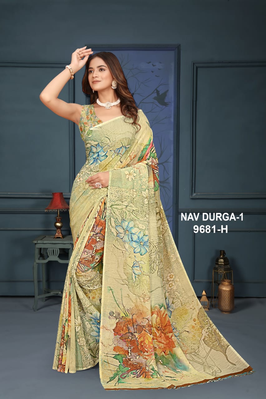 Nav Durga 1 By NP Weightless Printed Saree Suppliers In India