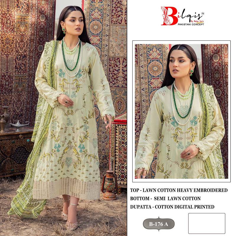 Bilqis B 176 Lawn Cotton Pakistani Salwar Kameez Exporters In India