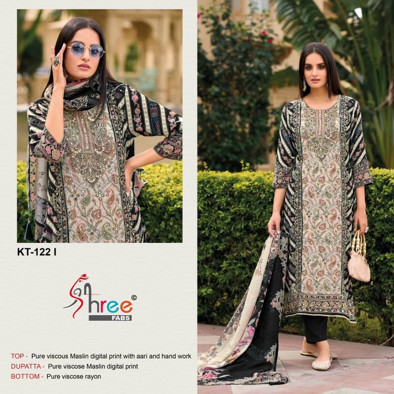 Shree Kt 122 I And J Viscose Maslin Digital Printed Salwar Suits Wholesale Clothing Suppliers In India