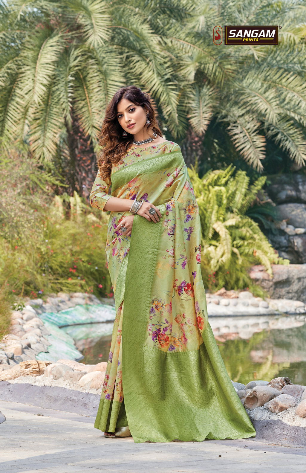 Sangam Roop Shringar Latest Fancy Festive Wear Digital Print Silk And Reshm Thread work Sarees Collection