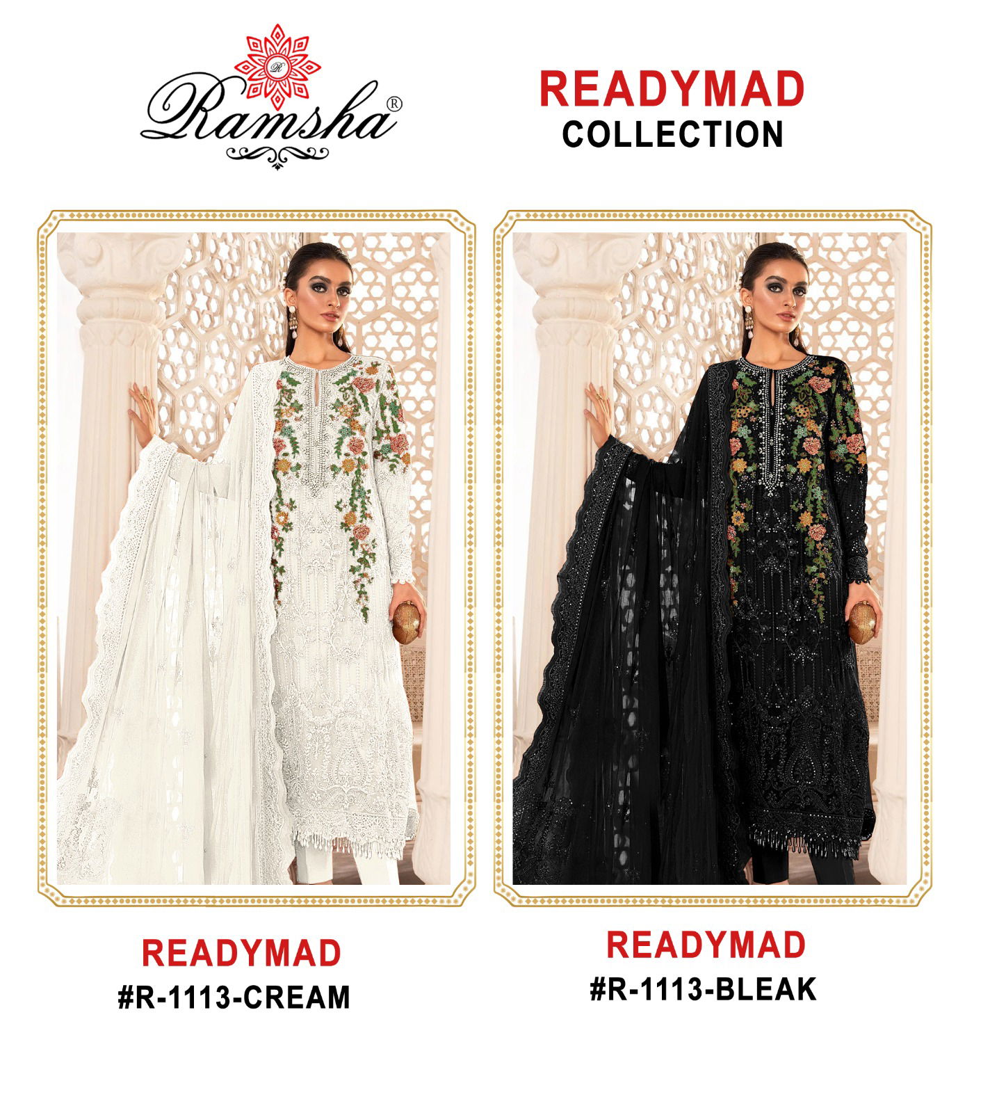 R 1113 By Ramsha Pakistani Readymade Suits Collection Wholesale In Surat

