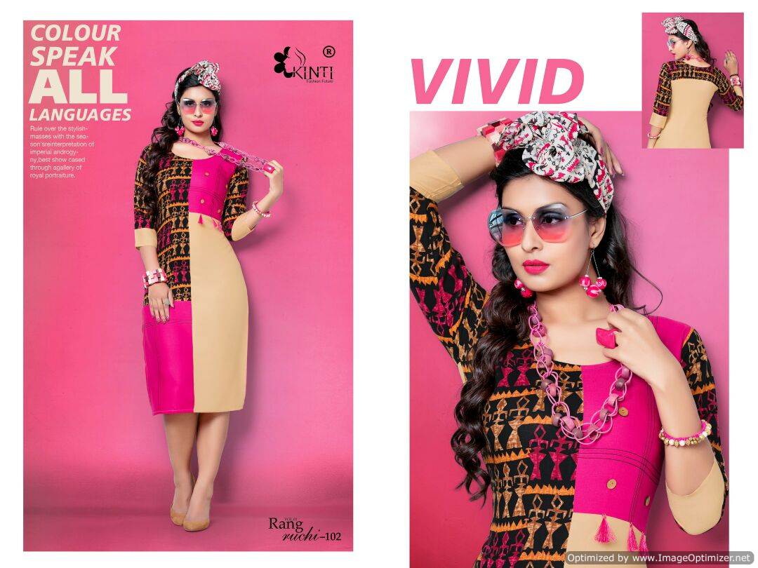 Kinti-Rang Ruchi Fancy Regular wear Pure Rayon printed Kurtis Collection
