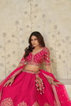 Rani colour Silk With Zari Work Lahenga With Blouse And Dupatta Online Wholesale KF 2102