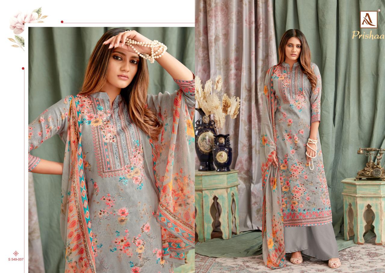 Alok Prishaa Latest Fancy casual Wear Pure Cotton Jam Digital Print with Swarovski Diamond Work Dress Material Collection