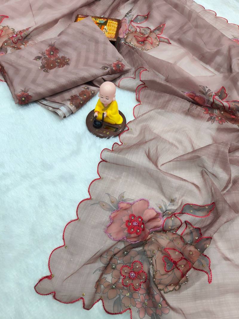 Vt 715 T Organza With Digital Printed Saree Suppliers In India