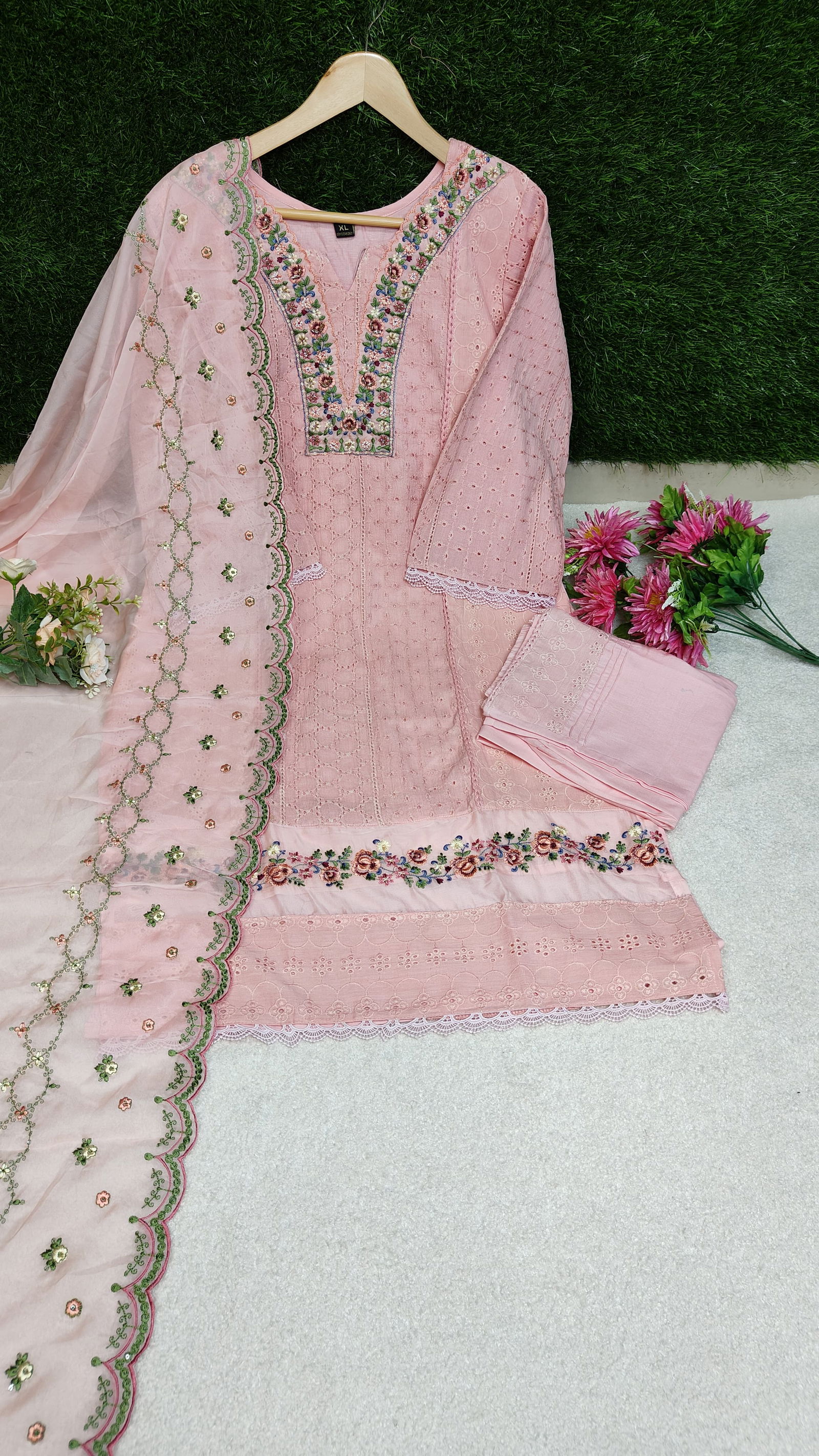 Koyal Cambric Cotton Designer Kurti With Bottom Dupatta