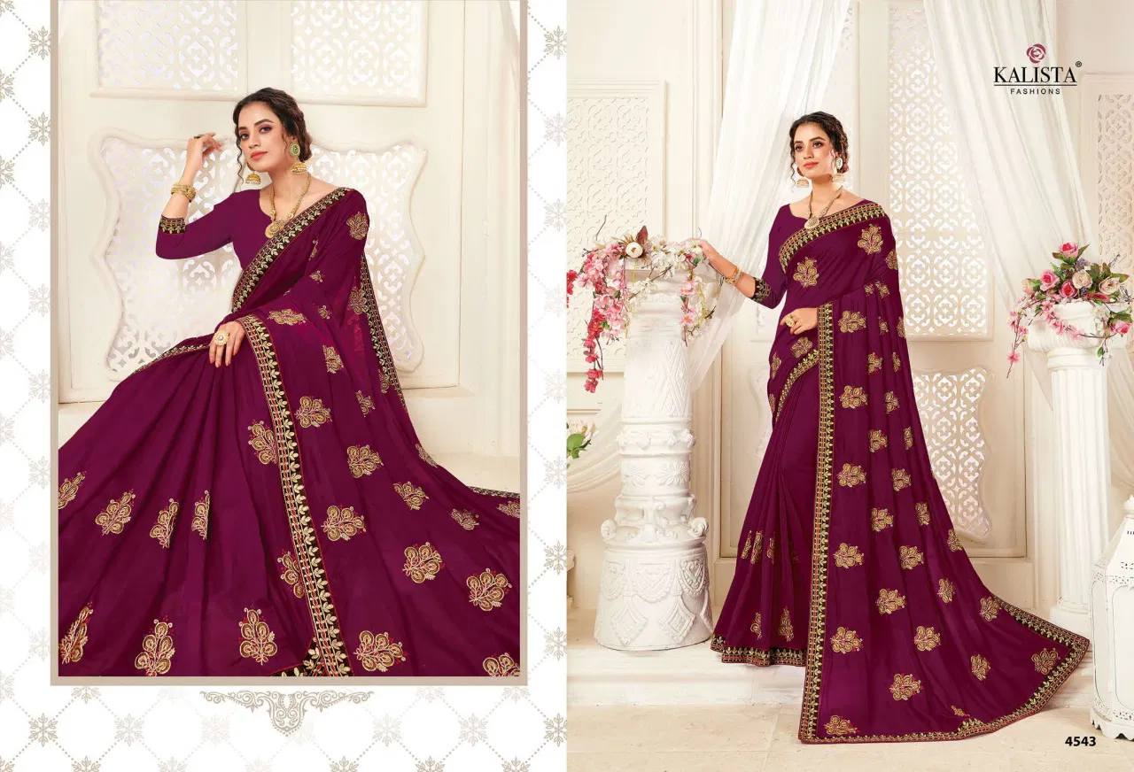 KALISTA EURO Latest Fancy Festive Wear Vichitra Silk Designer Embroidery Work saree Collection