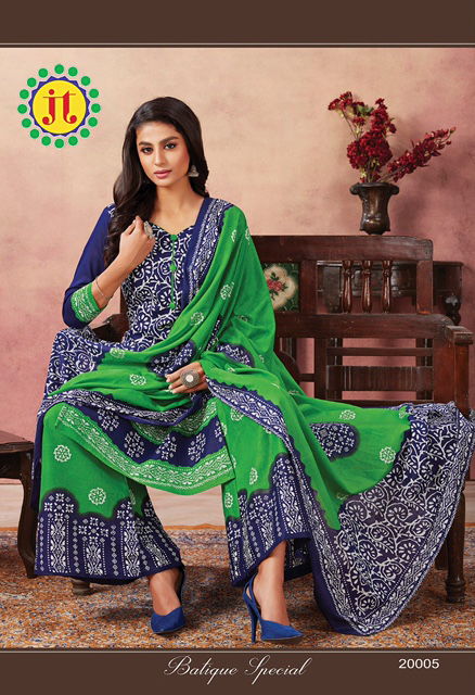 Jt Batique Special 20 Cotton Designer Regular Wear Kurti with Bottom and Dupatta Collections
