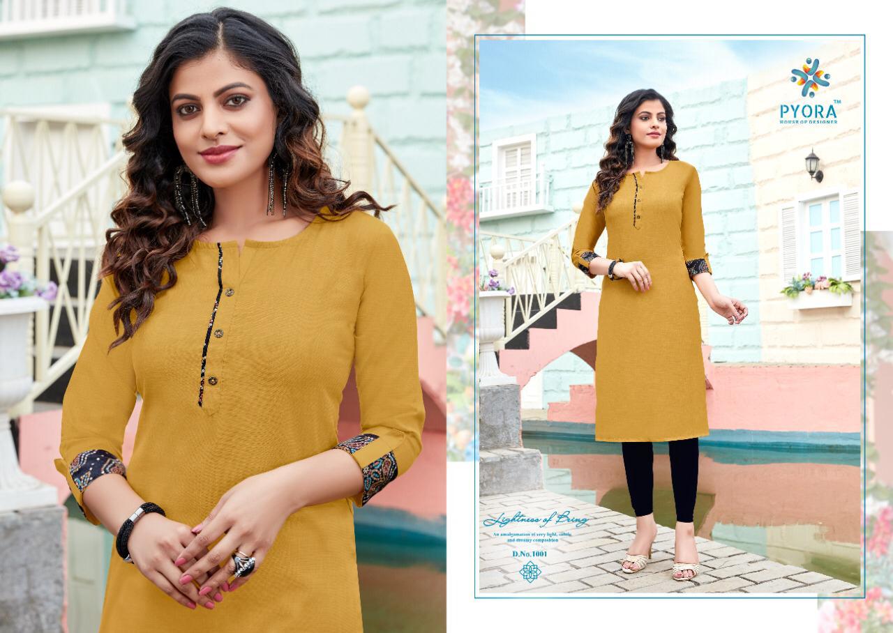 PYORA DIVA VOL-1 Latest Designer fancy Regular Wear Pure Swiss Slub cotton Kurtis Collection