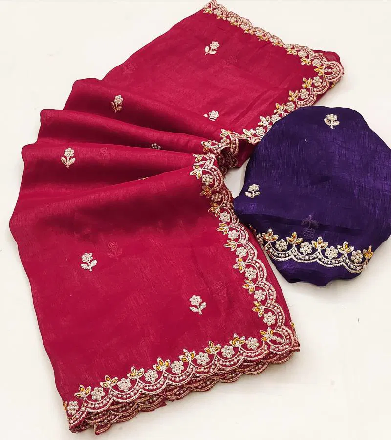 Bt 1267 Chiffon Embroidered Festive Wear Saree Wholesale Clothing Suppliers In India