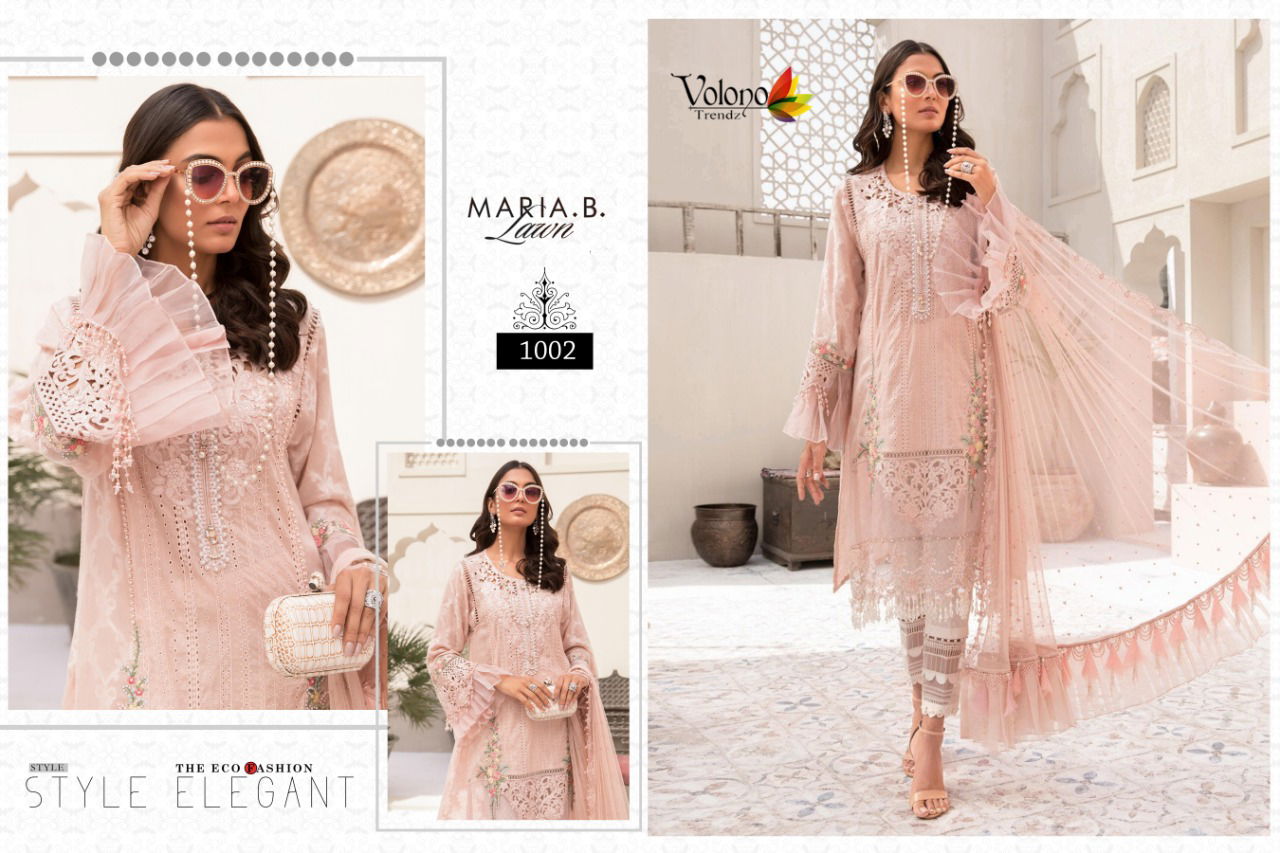 Volono Maria B Lawn Cambric print With Heavy chiefly work with Heavy Patch Work Luxury Premium Pakistan Salwar Suit Collection
