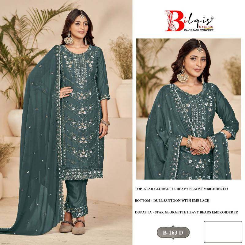 Bilqis B 163 Georgette Pakistani Salwar Kameez Online Wholesale