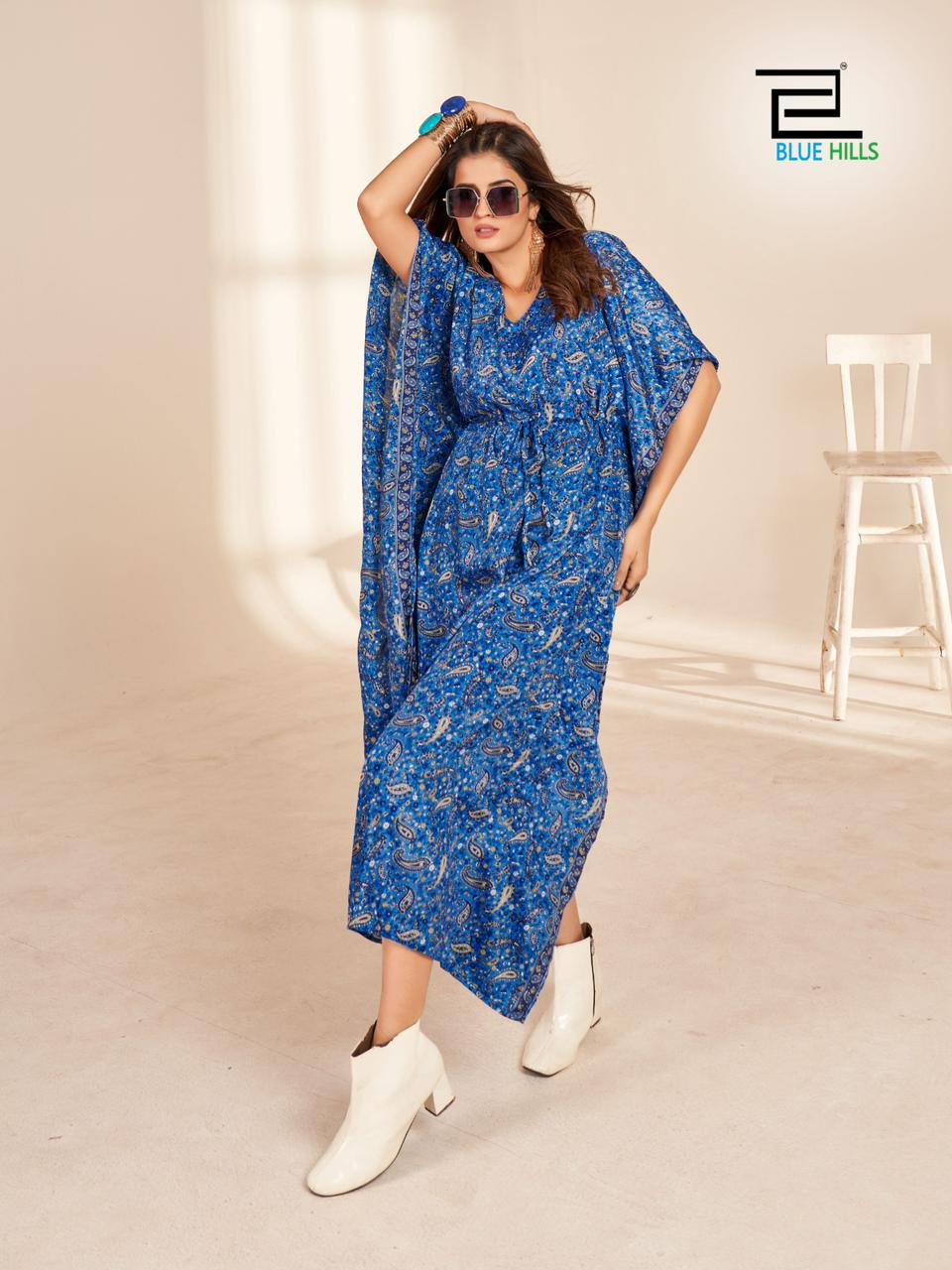 Blue Hills Fire Walk Vol 5 Printed Kaftan Kurti Catalog
