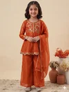 St D No 158 Crunchy Silk Embroidery Kids Girls Salwar Kameez