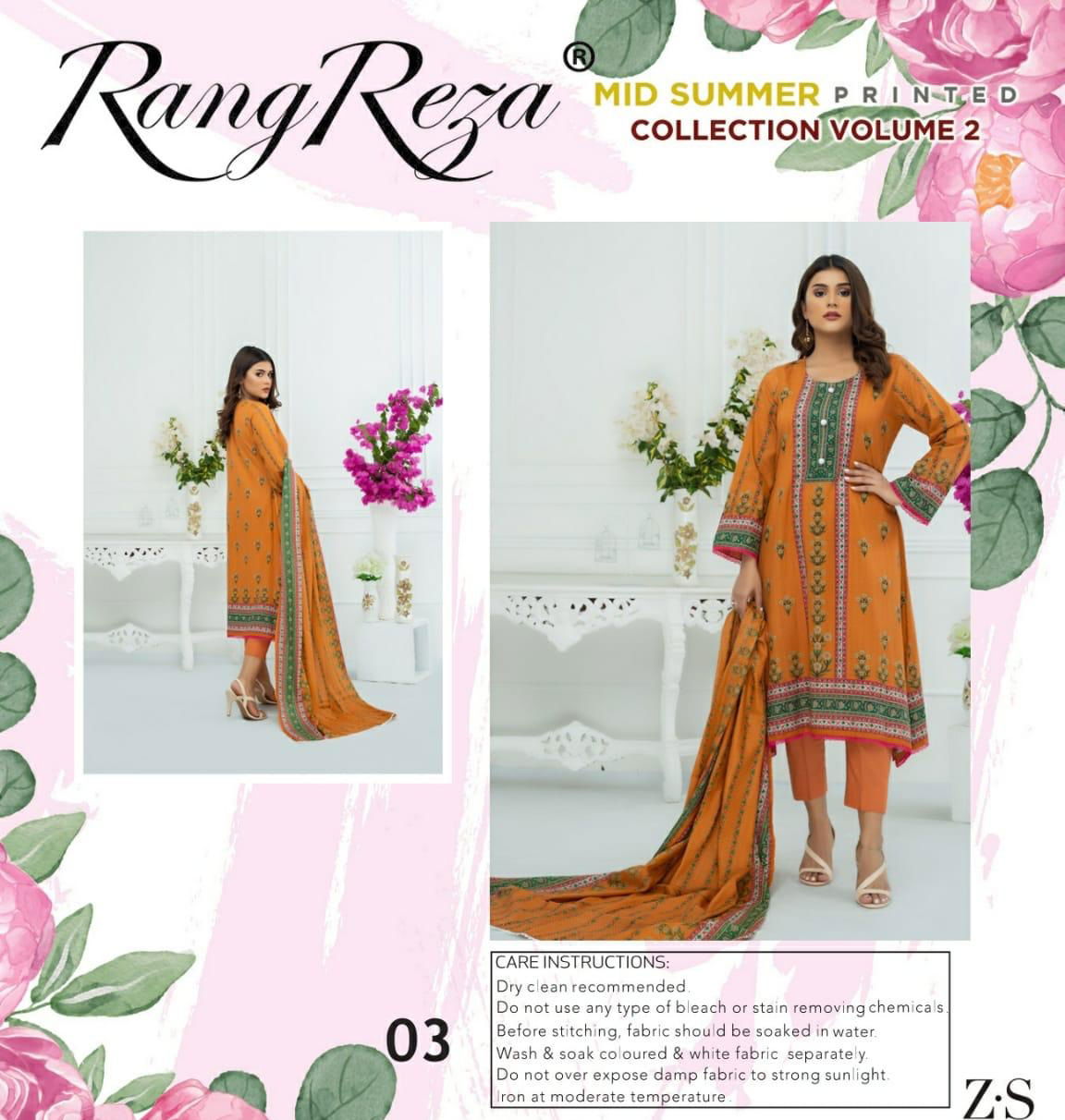 Rang Reza Lawn 2 Latest Fancy Designer Lawn Cotton Casual Wear Karachi Dress Material Collection
