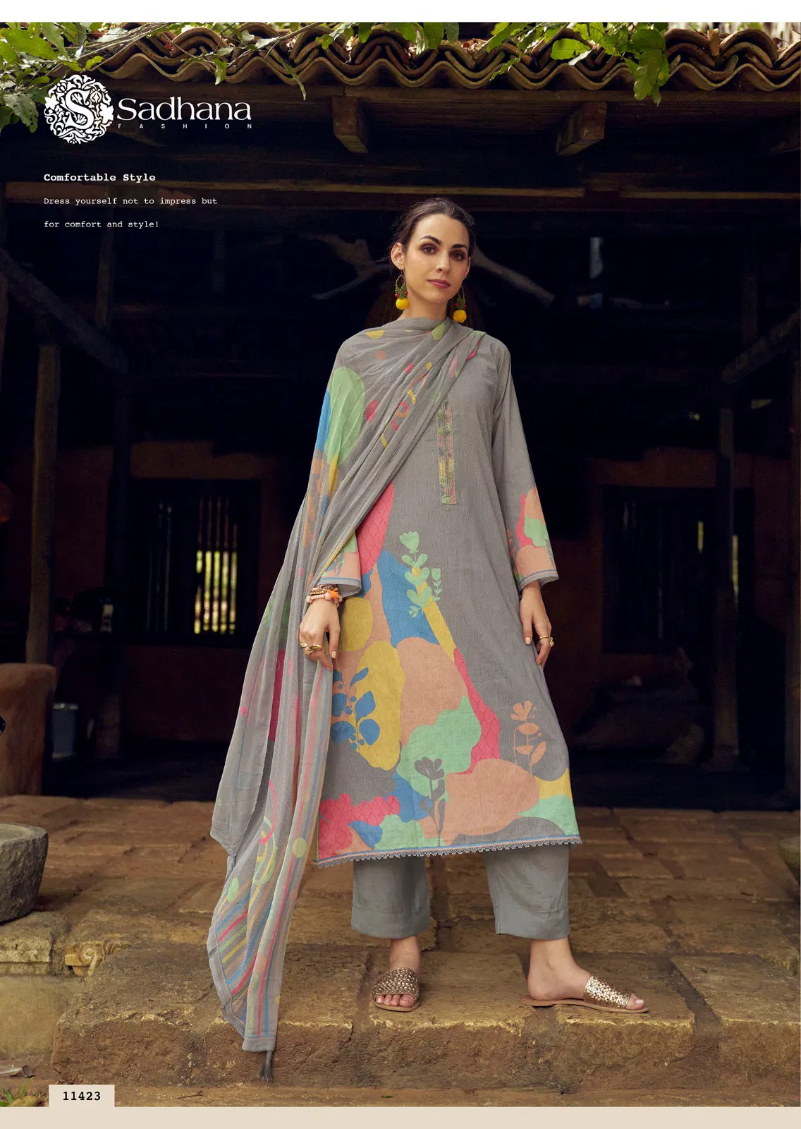 Nasrin By Sadhana Lawn Cotton Digital Printed Dress Material Exporters In India