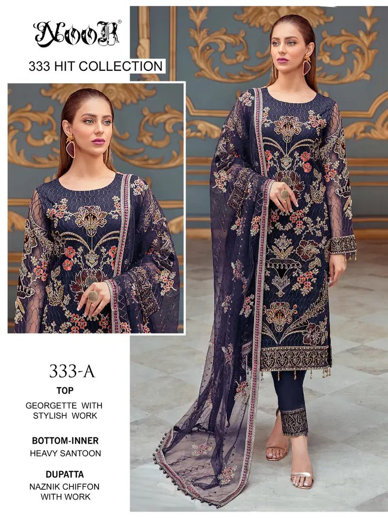 Noor 333 Hit Heavy Festive Wear Georgette Latest Pakistani Salwar Kameez Collection