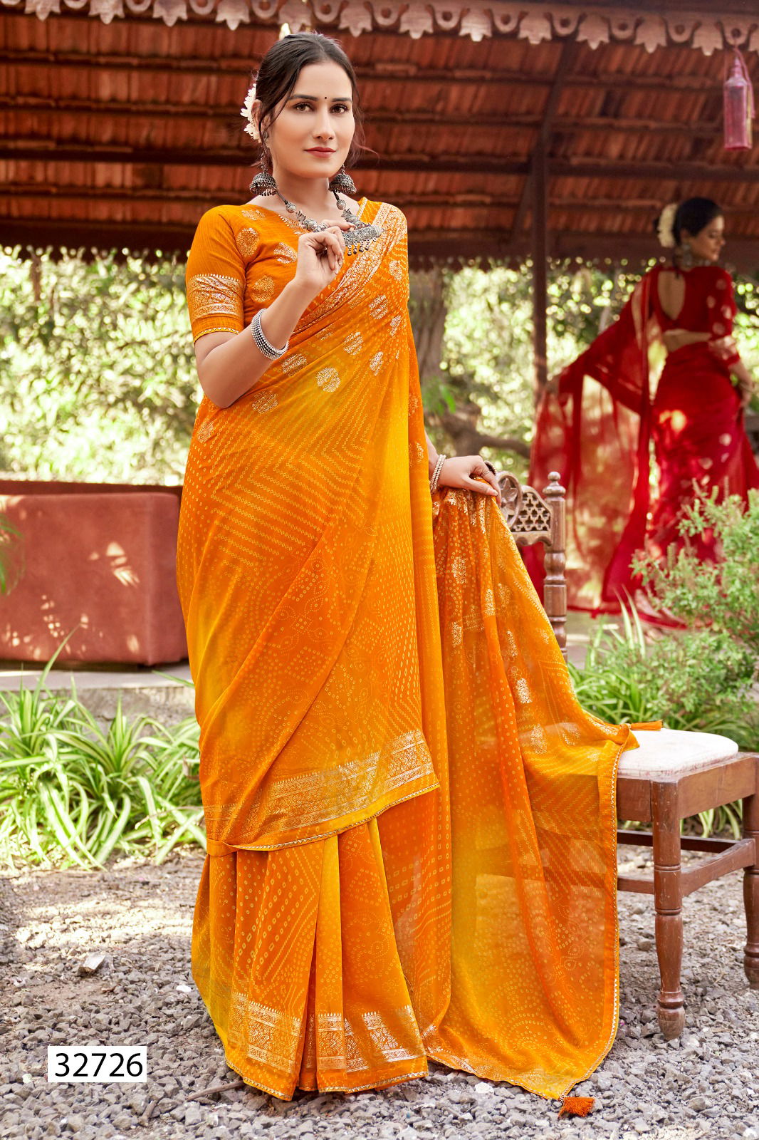 Rakshlata By Vallabhi Georgette Bandhani Printed Saree Exporters In India