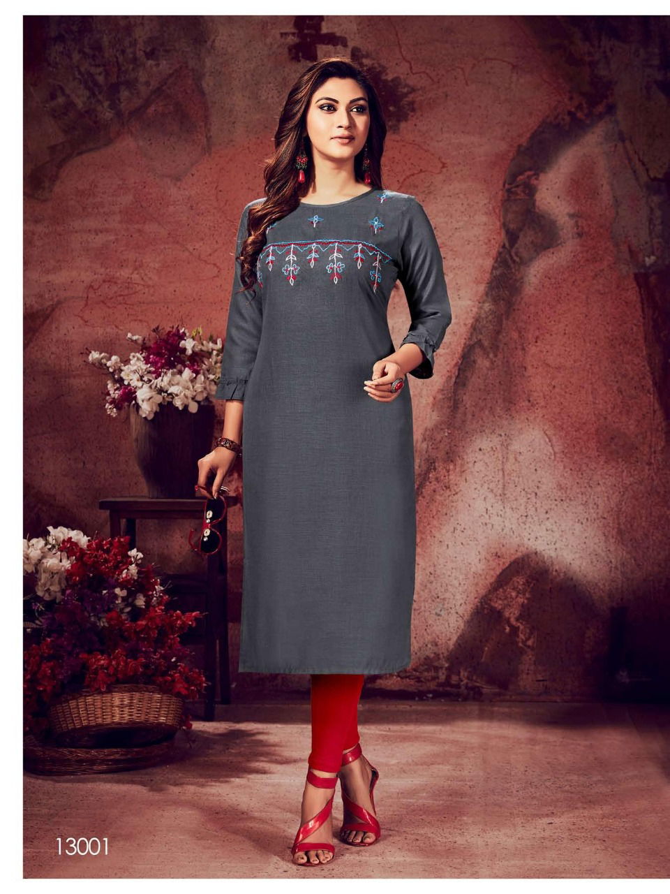Fiesta Zubee Latest Designer Fancy Festive Wear Straight Embroidery Kurtis Collection
