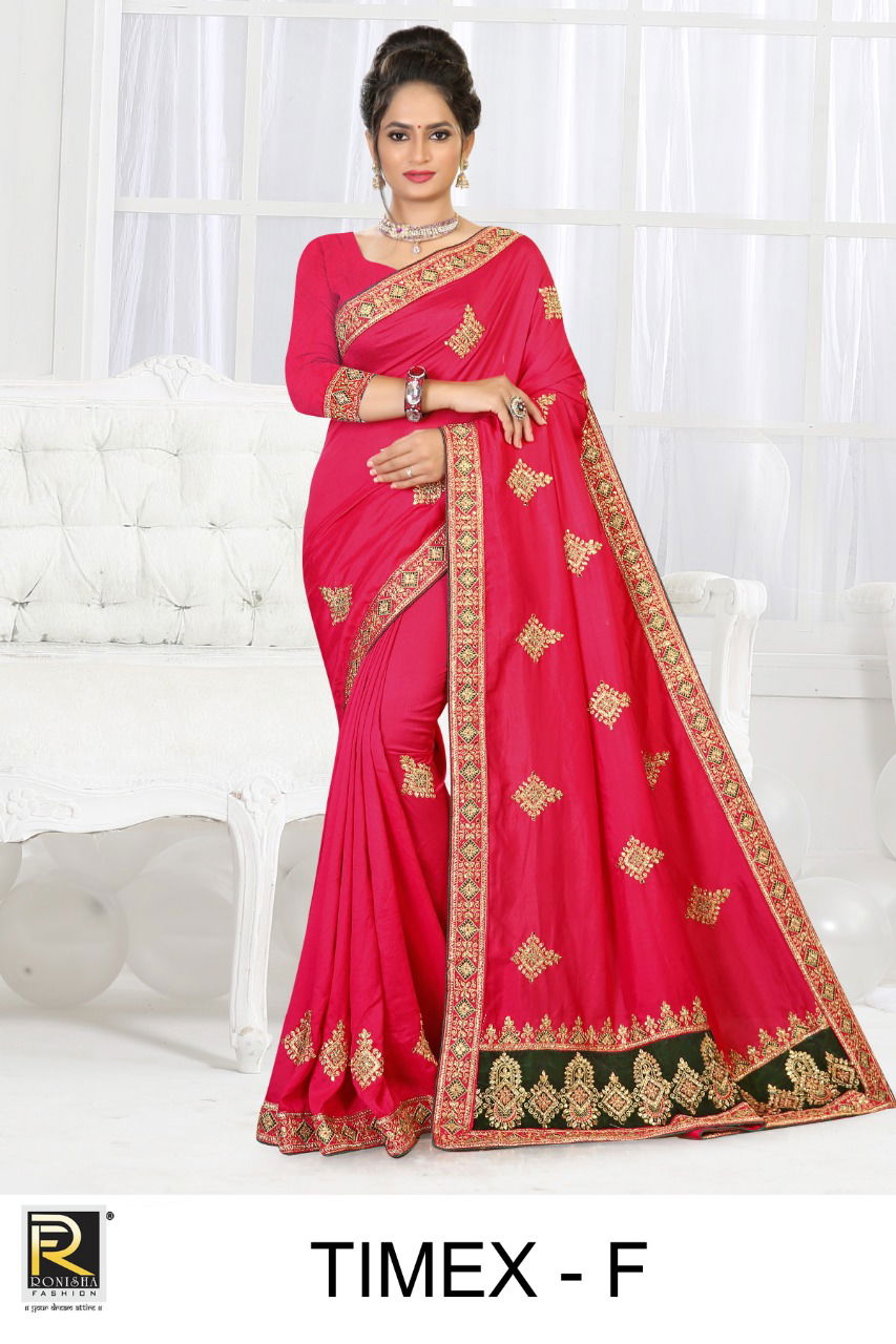 Ronisha Timex Festive Wear Designer velvet box pallu Art Silk Saree Amazing Collection
