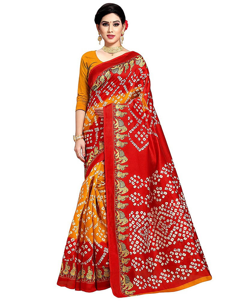 PF 316 Designer Casual Wear Art Silk Bandhani Print Saree Collection
