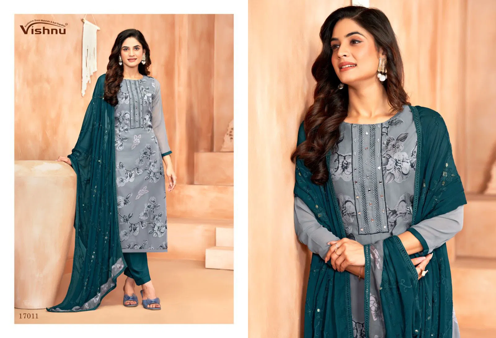 Libaas By Vishnu Roman Georgette Brasso Wholesale Dress Material In India