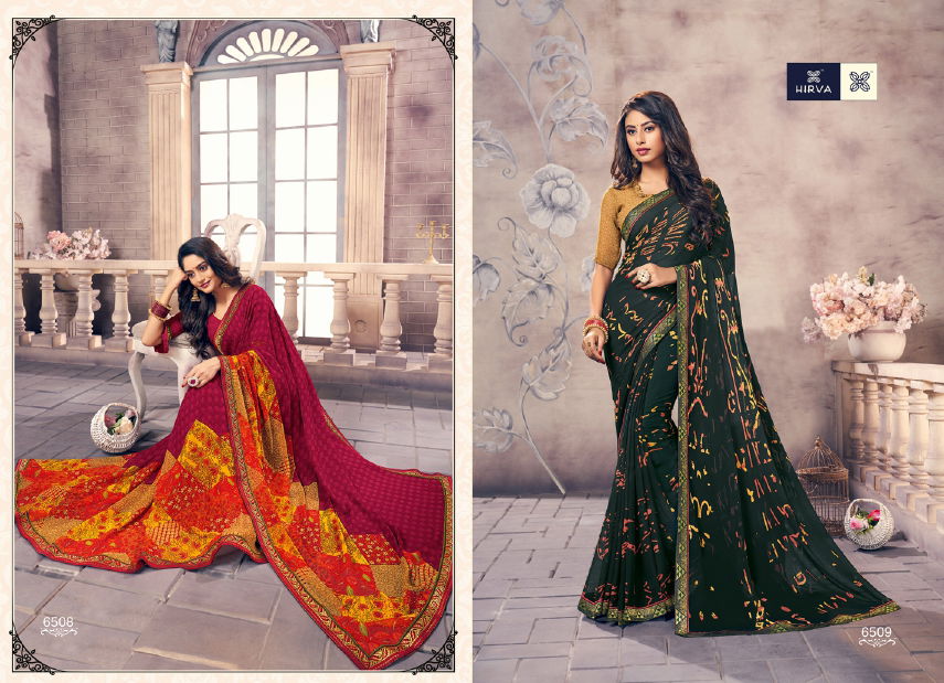 Hirva Raghini Latest Designer Regular Wear Georgette Printed Saree Collection