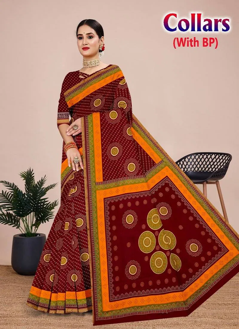 Collars 1 Casual Wear Cotton Printed Saree Wholesale Clothing Distributors In India