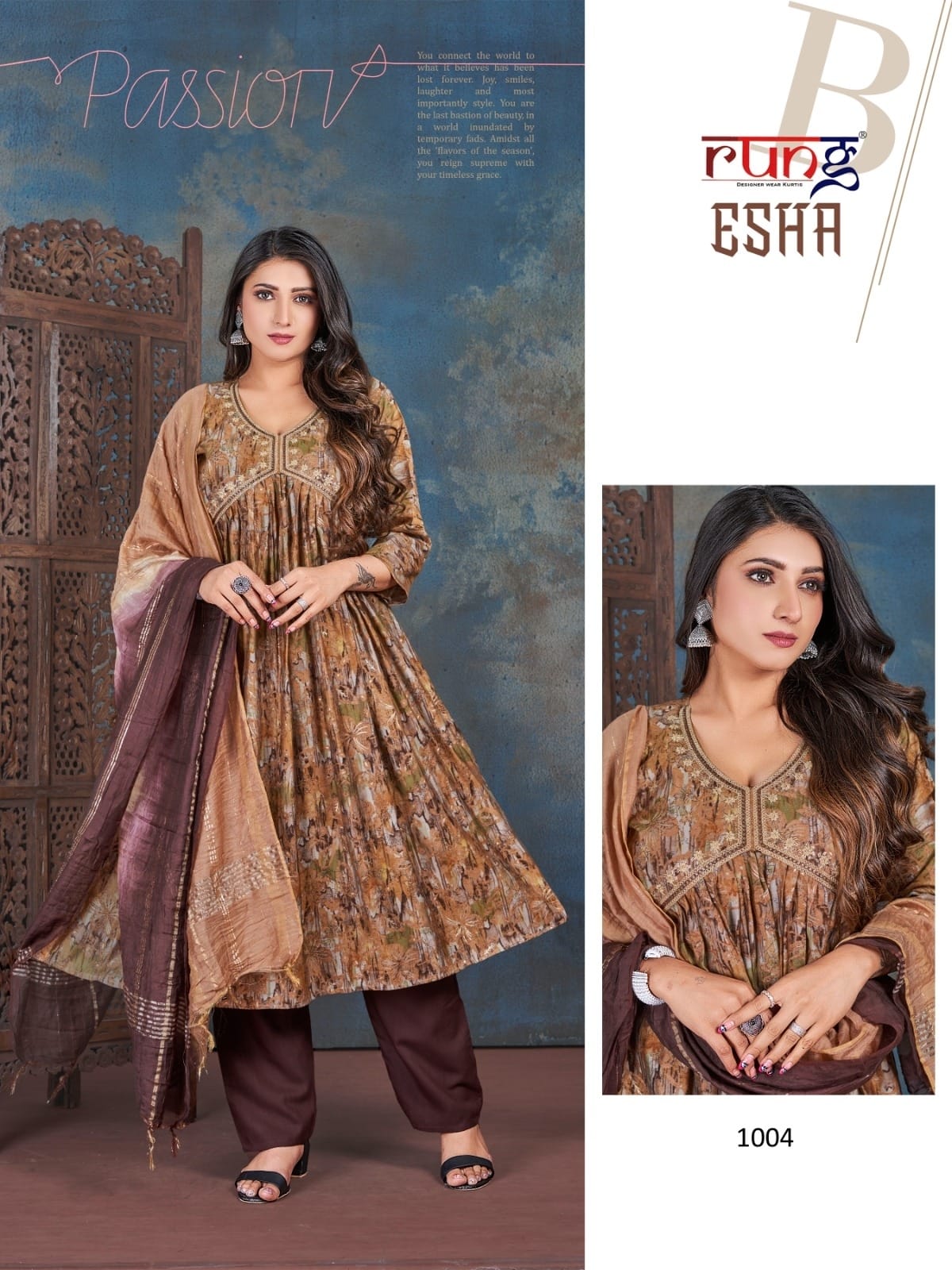 Esha By Rung Alia Cut Kurti With Bottom Dupatta Wholesale Shop In Surat