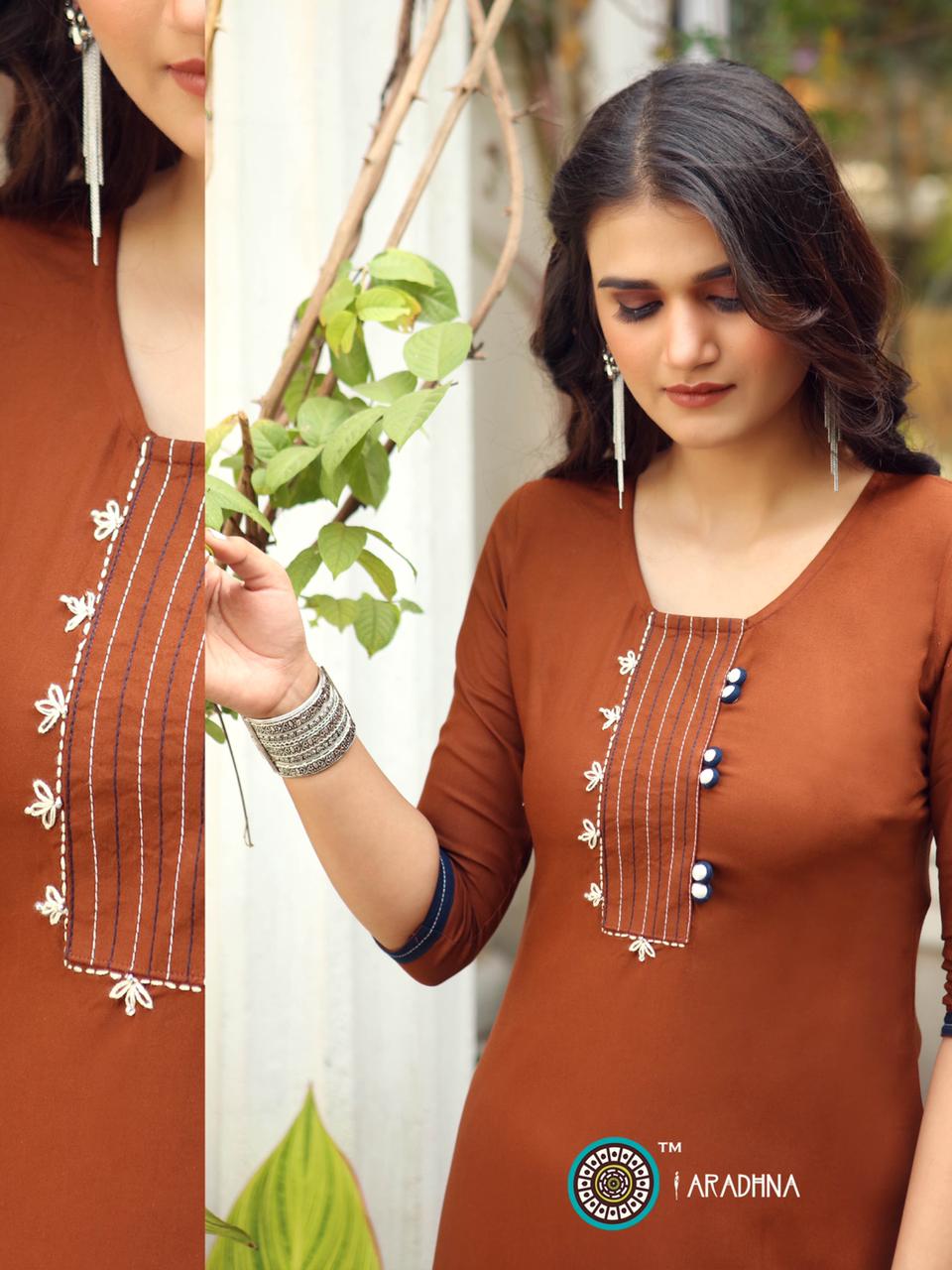 Aradhna Parrot 7 Latest Designer Fancy Party Wear Embroidery And Manual  Work Kurti Collection