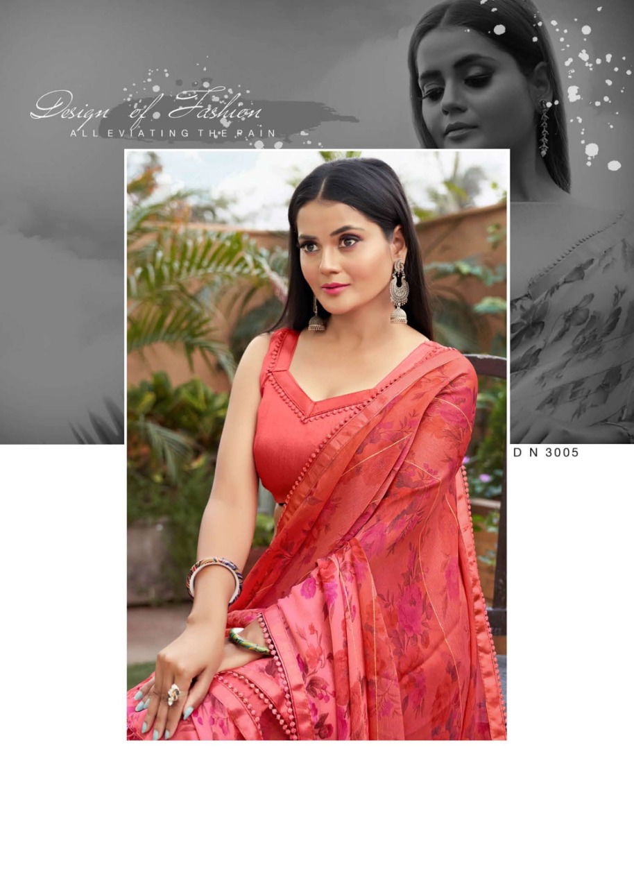 MANSAROVER SURAHI Latest Fancy Casual Wear Moss chiffon zari with Kangri Chitin Border And American Blouse Collection
