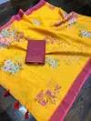 MG 210 Plain Linen Digital Printed Fancy Saree Suppliers In India