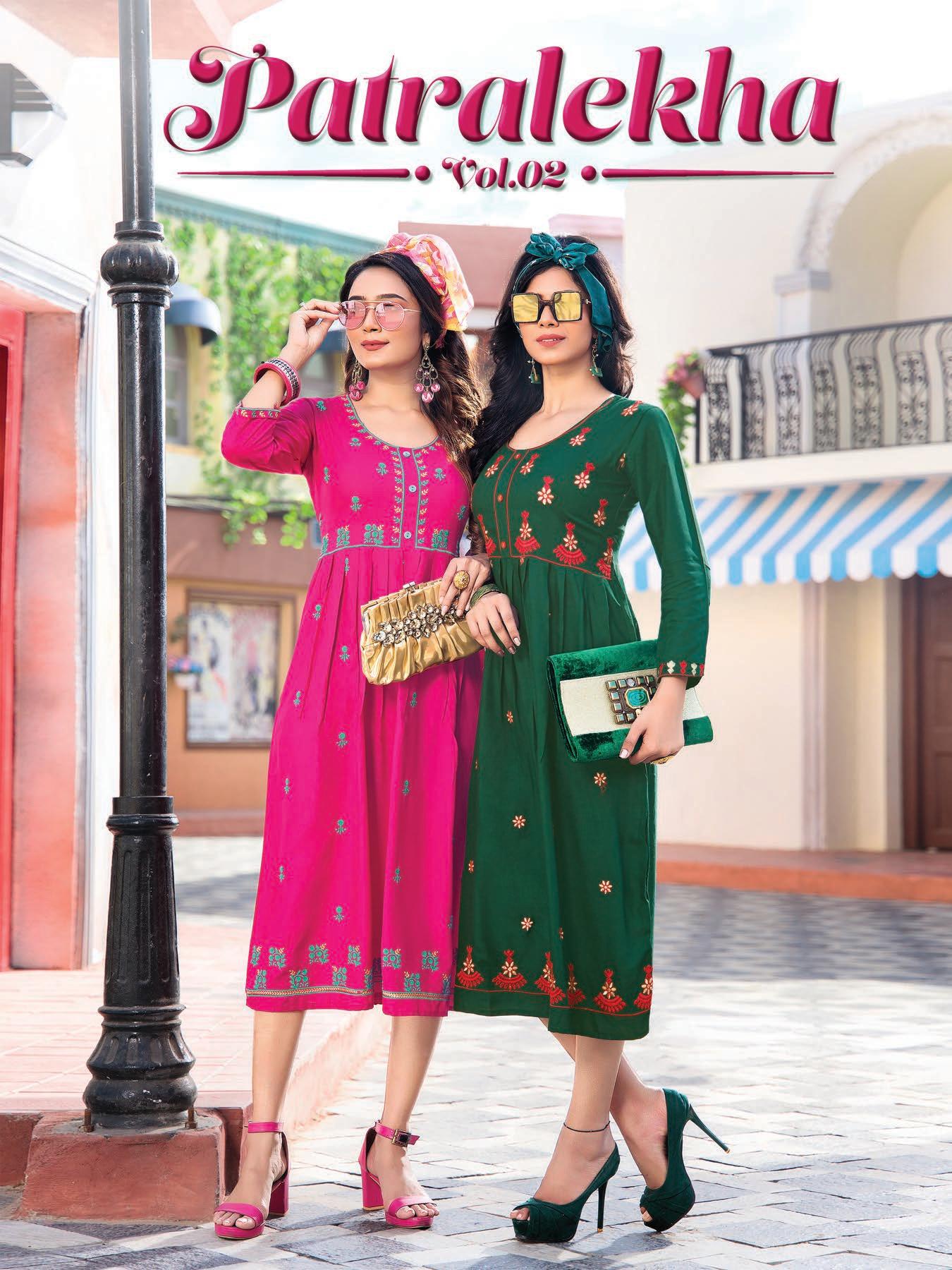 Patralekha 2 Latest Fancy Designer Rayon Embroidery Work Designer Festive Wear Kurti Collection
