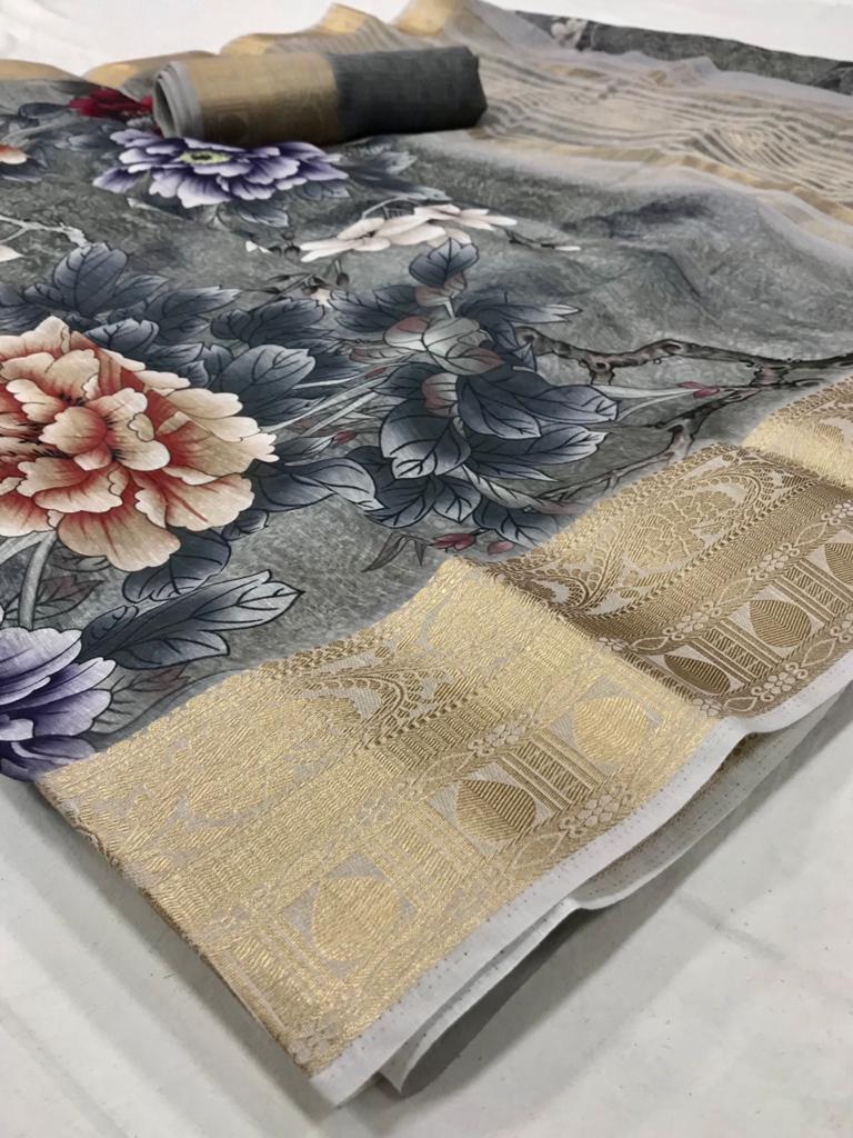 Rajyog trisha Silk Latest Fancy Designer Festive Wear Designer Cotton Printed Saree Collection
