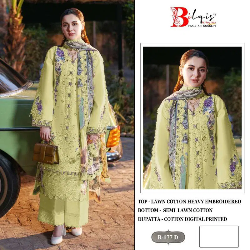 Bilqis B 177 Lawn Cotton Pakistani Salwar Kameez Wholesale Market In Surat
