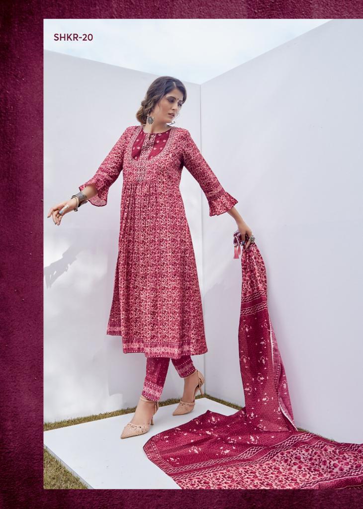 Shichi Kora Exclusive Festive Wear Heavy Muslin Kurti With Pant And Dupatta Readymade Collection