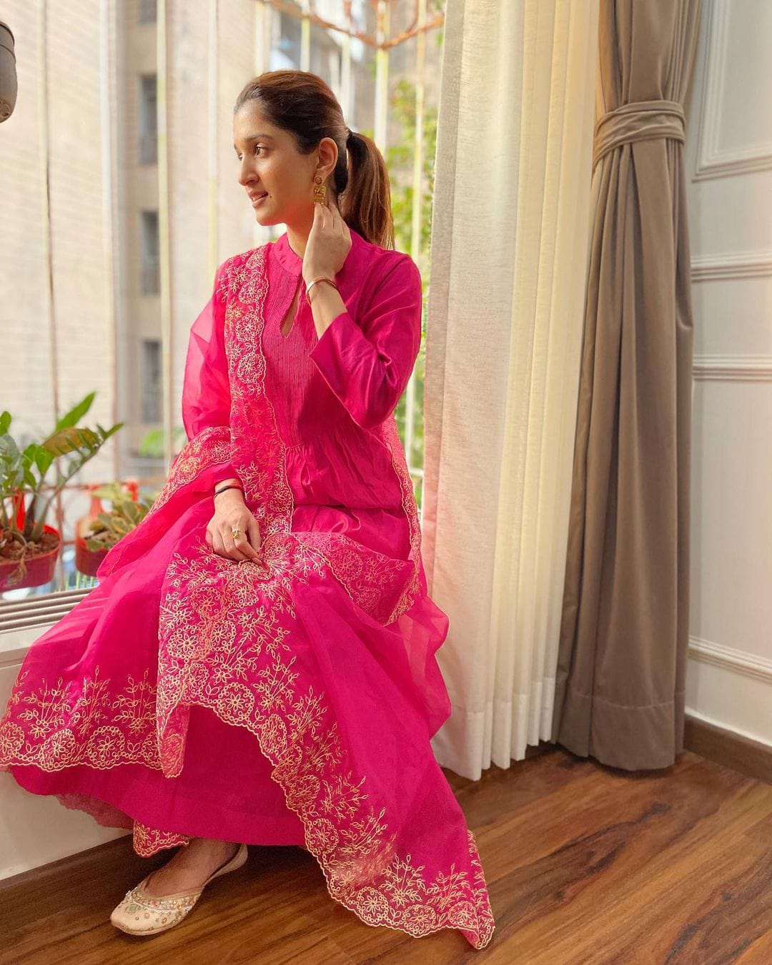 Akshar Designer Cotton SIlk Kurti With Bottom Dupatta