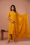 Naisha K 66 Cotton Slub Embroidery Kurti With Bottom Dupatta Wholesalers In Surat