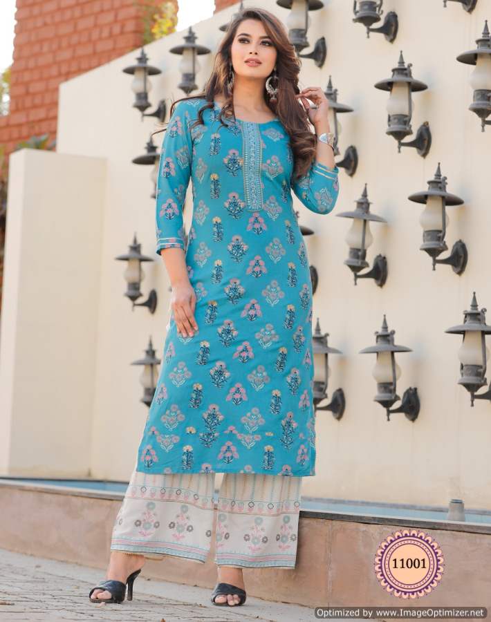Bibas 11 Ethnic Wear Rayon Printed Kurti With Bottom Collection